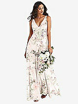 Alt View 1 Thumbnail - Blush Garden Deep V-Neck Chiffon Maxi Dress