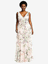 Front View Thumbnail - Blush Garden Deep V-Neck Chiffon Maxi Dress