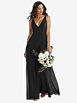 Alt View 1 Thumbnail - Black Deep V-Neck Chiffon Maxi Dress