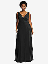 Front View Thumbnail - Black Deep V-Neck Chiffon Maxi Dress