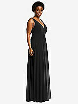 Side View Thumbnail - Black Deep V-Neck Chiffon Maxi Dress