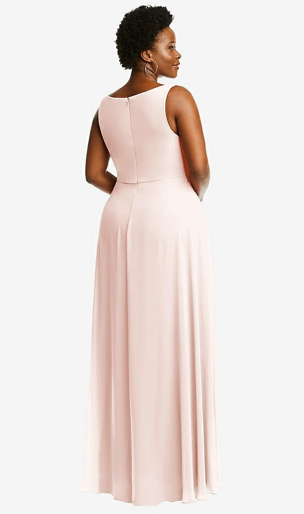 Back View - Blush Deep V-Neck Chiffon Maxi Dress