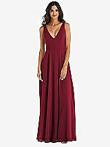 Alt View 3 Thumbnail - Burgundy Deep V-Neck Chiffon Maxi Dress