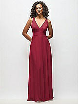 Alt View 6 Thumbnail - Burgundy Deep V-Neck Chiffon Maxi Dress