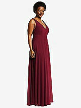 Side View Thumbnail - Burgundy Deep V-Neck Chiffon Maxi Dress