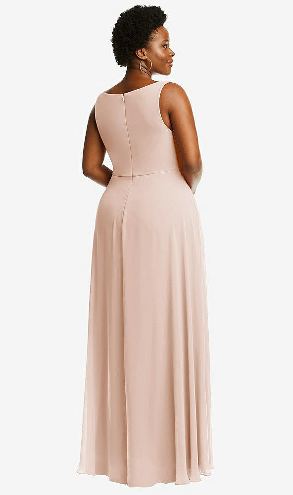 Back View - Cameo Deep V-Neck Chiffon Maxi Dress