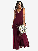 Alt View 1 Thumbnail - Cabernet Deep V-Neck Chiffon Maxi Dress