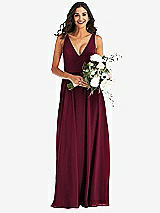 Alt View 2 Thumbnail - Cabernet Deep V-Neck Chiffon Maxi Dress