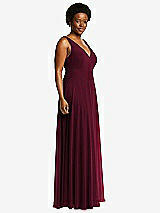 Side View Thumbnail - Cabernet Deep V-Neck Chiffon Maxi Dress