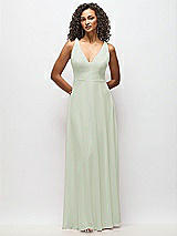 Alt View 6 Thumbnail - Celadon Deep V-Neck Chiffon Maxi Dress