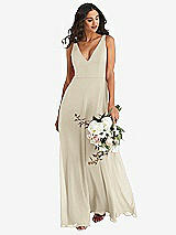 Alt View 1 Thumbnail - Champagne Deep V-Neck Chiffon Maxi Dress