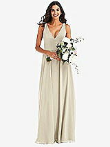 Alt View 2 Thumbnail - Champagne Deep V-Neck Chiffon Maxi Dress