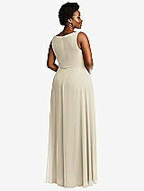 Rear View Thumbnail - Champagne Deep V-Neck Chiffon Maxi Dress