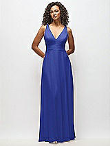 Alt View 6 Thumbnail - Cobalt Blue Deep V-Neck Chiffon Maxi Dress