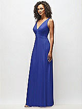Alt View 7 Thumbnail - Cobalt Blue Deep V-Neck Chiffon Maxi Dress