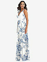 Alt View 4 Thumbnail - Cottage Rose Dusk Blue Deep V-Neck Chiffon Maxi Dress