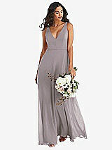 Alt View 1 Thumbnail - Cashmere Gray Deep V-Neck Chiffon Maxi Dress