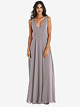 Alt View 3 Thumbnail - Cashmere Gray Deep V-Neck Chiffon Maxi Dress