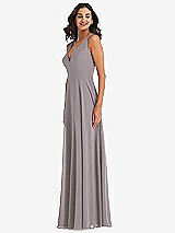 Alt View 4 Thumbnail - Cashmere Gray Deep V-Neck Chiffon Maxi Dress