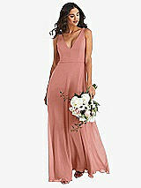 Alt View 1 Thumbnail - Desert Rose Deep V-Neck Chiffon Maxi Dress