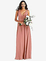 Alt View 2 Thumbnail - Desert Rose Deep V-Neck Chiffon Maxi Dress