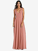 Alt View 3 Thumbnail - Desert Rose Deep V-Neck Chiffon Maxi Dress