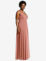 Side View Thumbnail - Desert Rose Deep V-Neck Chiffon Maxi Dress