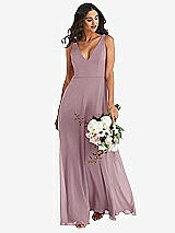 Alt View 1 Thumbnail - Dusty Rose Deep V-Neck Chiffon Maxi Dress