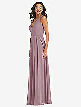 Alt View 4 Thumbnail - Dusty Rose Deep V-Neck Chiffon Maxi Dress