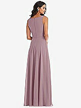 Alt View 5 Thumbnail - Dusty Rose Deep V-Neck Chiffon Maxi Dress