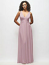 Alt View 6 Thumbnail - Dusty Rose Deep V-Neck Chiffon Maxi Dress