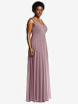 Side View Thumbnail - Dusty Rose Deep V-Neck Chiffon Maxi Dress