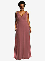 Front View Thumbnail - English Rose Deep V-Neck Chiffon Maxi Dress