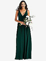 Alt View 2 Thumbnail - Evergreen Deep V-Neck Chiffon Maxi Dress