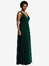 Side View Thumbnail - Evergreen Deep V-Neck Chiffon Maxi Dress