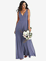 Alt View 1 Thumbnail - French Blue Deep V-Neck Chiffon Maxi Dress