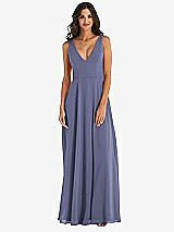 Alt View 3 Thumbnail - French Blue Deep V-Neck Chiffon Maxi Dress