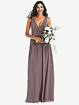 Alt View 2 Thumbnail - French Truffle Deep V-Neck Chiffon Maxi Dress