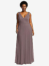 Front View Thumbnail - French Truffle Deep V-Neck Chiffon Maxi Dress