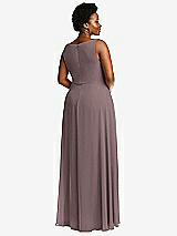 Rear View Thumbnail - French Truffle Deep V-Neck Chiffon Maxi Dress