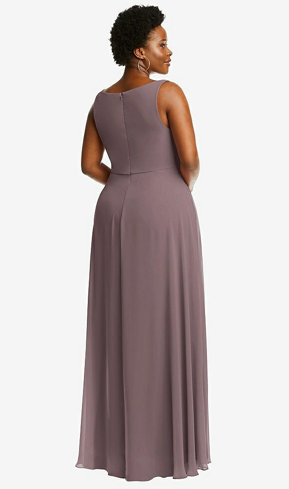 Back View - French Truffle Deep V-Neck Chiffon Maxi Dress