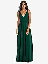 Alt View 3 Thumbnail - Hunter Green Deep V-Neck Chiffon Maxi Dress