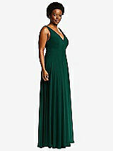 Side View Thumbnail - Hunter Green Deep V-Neck Chiffon Maxi Dress