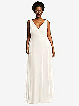 Front View Thumbnail - Ivory Deep V-Neck Chiffon Maxi Dress