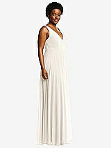 Side View Thumbnail - Ivory Deep V-Neck Chiffon Maxi Dress