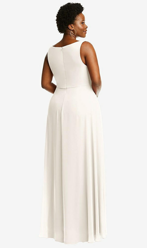 Back View - Ivory Deep V-Neck Chiffon Maxi Dress