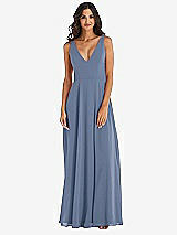 Alt View 3 Thumbnail - Larkspur Blue Deep V-Neck Chiffon Maxi Dress