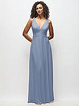 Alt View 6 Thumbnail - Larkspur Blue Deep V-Neck Chiffon Maxi Dress