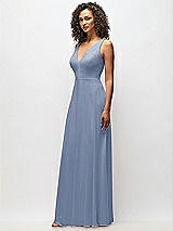 Alt View 7 Thumbnail - Larkspur Blue Deep V-Neck Chiffon Maxi Dress