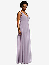 Side View Thumbnail - Lilac Haze Deep V-Neck Chiffon Maxi Dress